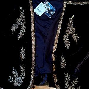 FP Gold Embroidered Black Velvet Short Jacket